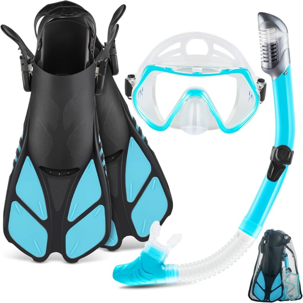 Amazon.com : ZEEPORTE Mask Fin Snorkel Set, Travel Size Snorkeling Gear for Adults with Panoramic View Anti-Fog Mask, Trek Fins, Dry Top Snorkel and Gear Bag for Swimming Training, Snorkeling Kit Diving Packages : Sports  Outdoors