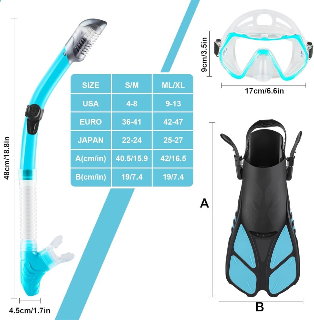 Amazon.com : ZEEPORTE Mask Fin Snorkel Set, Travel Size Snorkeling Gear for Adults with Panoramic View Anti-Fog Mask, Trek Fins, Dry Top Snorkel and Gear Bag for Swimming Training, Snorkeling Kit Diving Packages : Sports  Outdoors