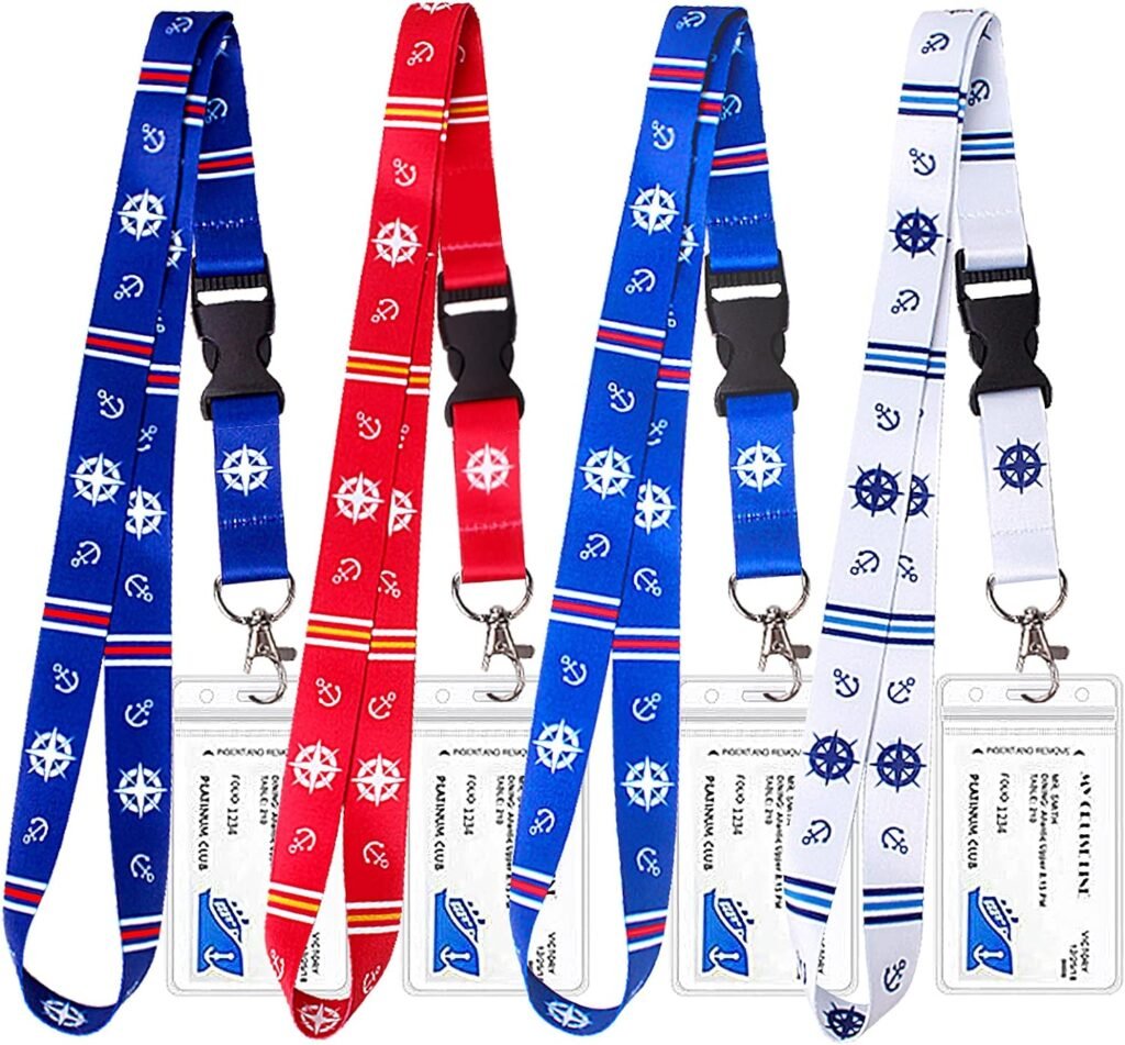 Cruise Lanyard for Ship Cards,4 Pack Cruise Lanyard with Waterproof Id Badge Holder for All Cruises Ships Key Cards  Must Have Accessories