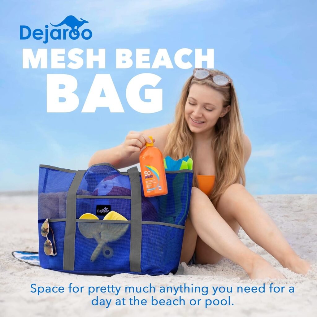 Dejaroo Mesh Sand Free Bag - Strong Lightweight Bag For Beach  Vacation Essentials. Tons of Storage!