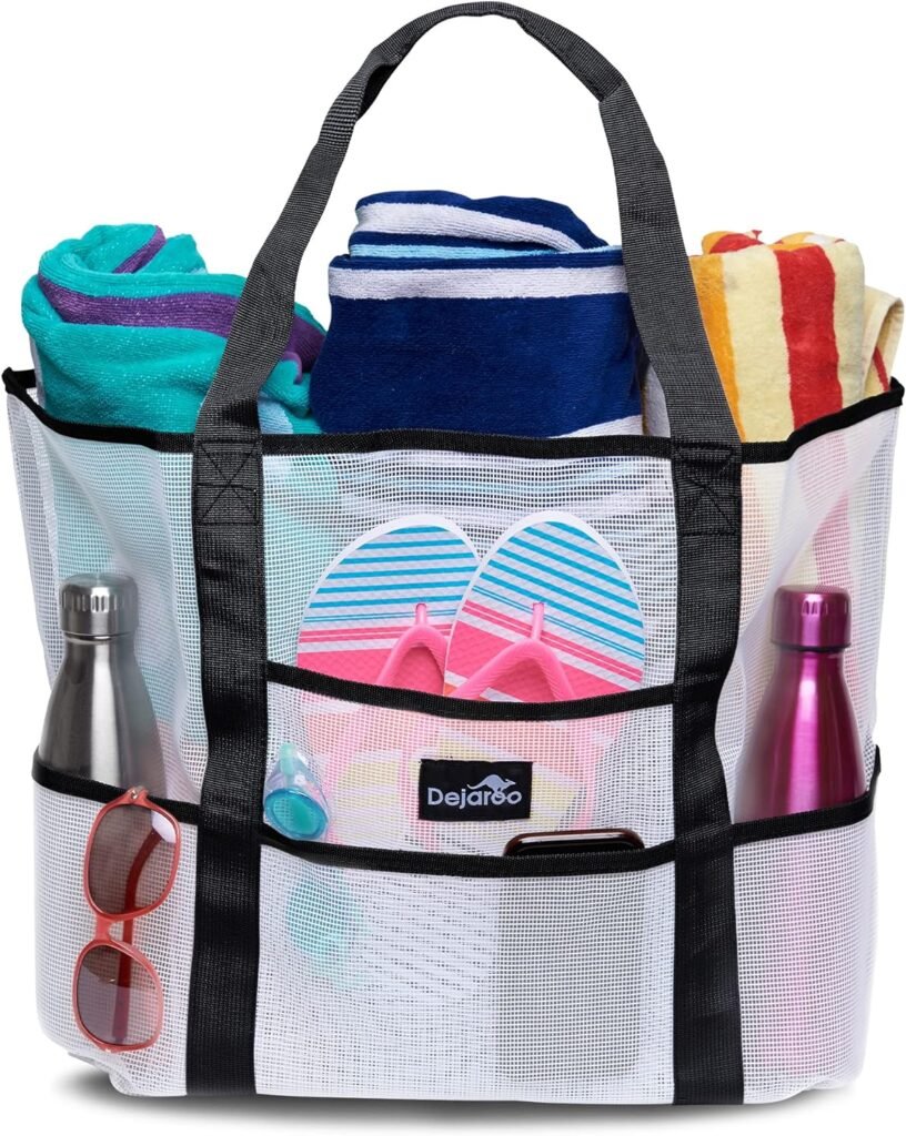 Dejaroo Mesh Sand Free Bag - Strong Lightweight Bag For Beach  Vacation Essentials. Tons of Storage!